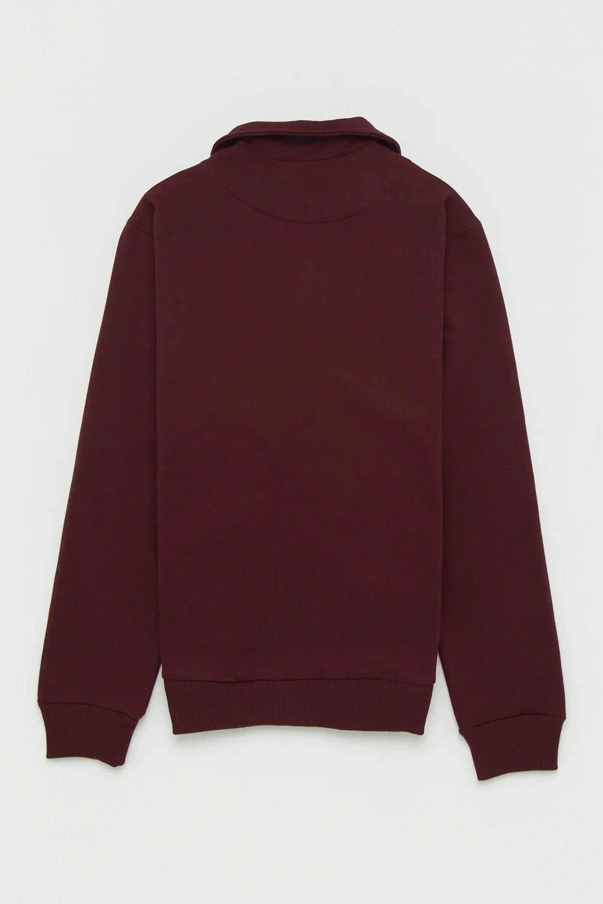 Buzo Perchado Half Zip Algodón Borgoña